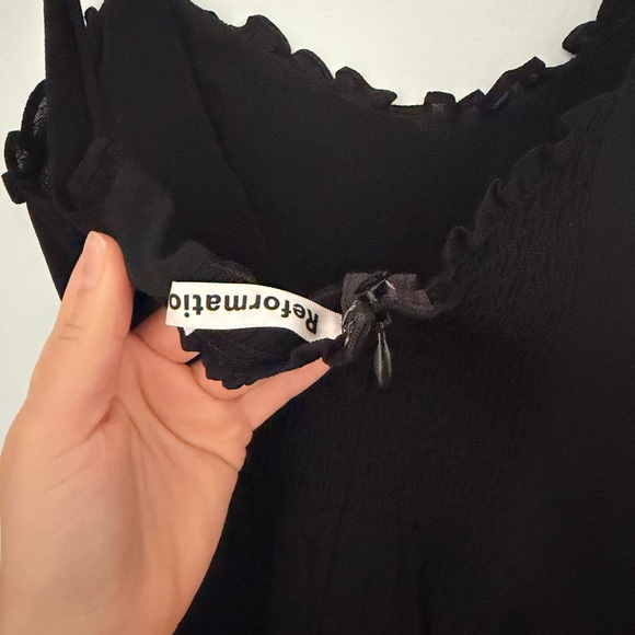 Reformation Black Ruffle Mini Christine Dress - Picture 5 of 5